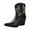 Black, variant on Cowboy Boots for Women Fashion Embroidery Stacked Heel Mid Calf Cowgirl Western Booties Pointed Toe Pull on Dress Ankle Boots
