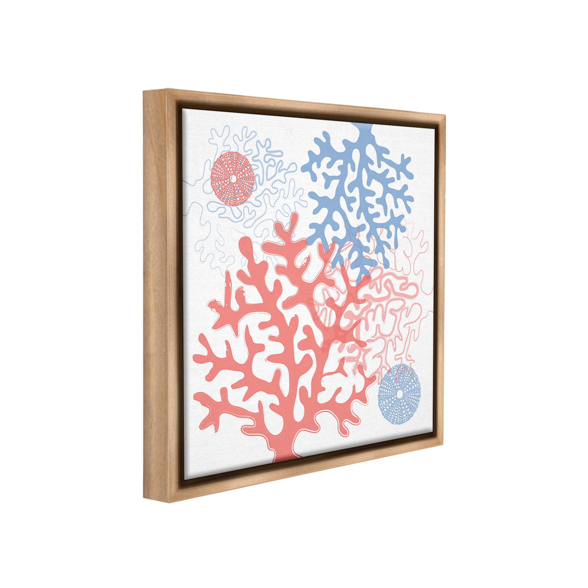Stupell Industries Abstract Coral & Urchins Abstract Painting Brown Floater Framed Canvas Art Print Wall Art, 18 x 18
