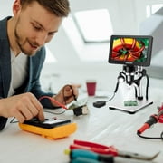 TOMLOV DM9 7 LCD Digital Microscope 1200X, 1080P Video Coin Microscope with Metal Stand, 12MP Ultra-Precise Focusing, LED Fill Lights, PC View, Windows/Mac OS Compatible, 32GB SD Card, DM9