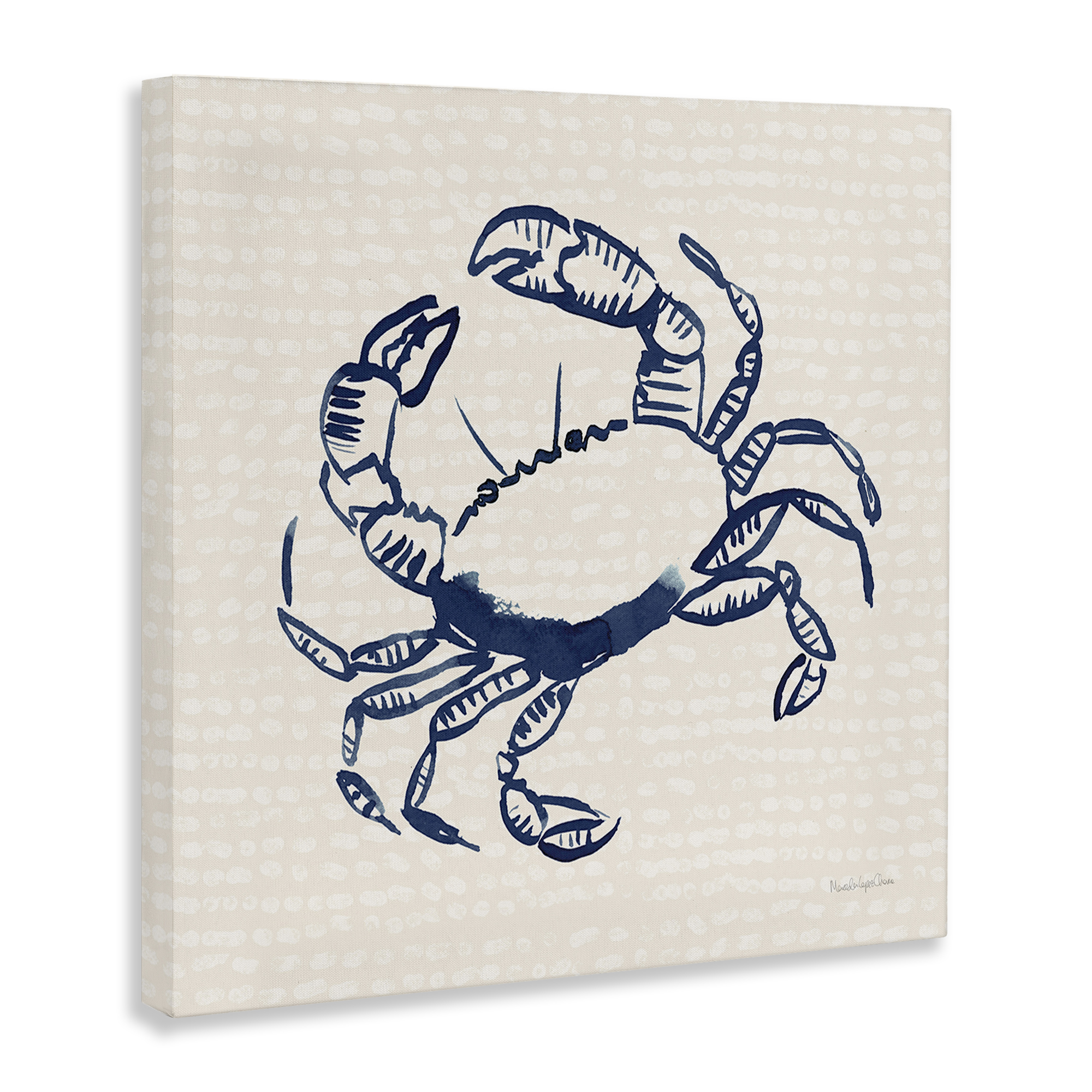 Stupell Industries Aquatic Crab on Beige Animals & Insects Painting Gallery Wrapped Canvas Art Print Wall Art, 17 x 17