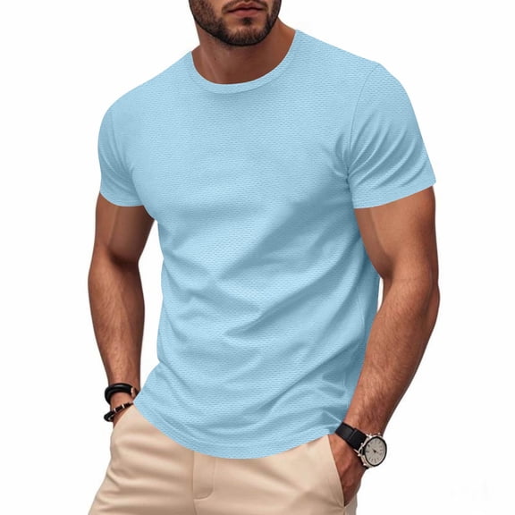S-5X Plus Size T Shirts for Men Big & Tall Short Sleeve Crewneck Tees Tops Quick-Drying Solid Color Pullover Breathable Athletic Workout T-Shirts