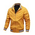 thumbnail image 7 of GrmtClth Men's Bomber Jacket Lightweight Windbreaker Jackets Zip Up Windproof Jackets Casual Spring Fall Coat for Ball Games Yellow 2XL, 7 of 7