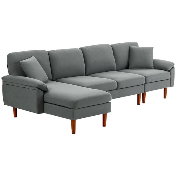 HOMCOM Convertible Sectional Sofa with Reversible Chaise Lounge, Dark Grey