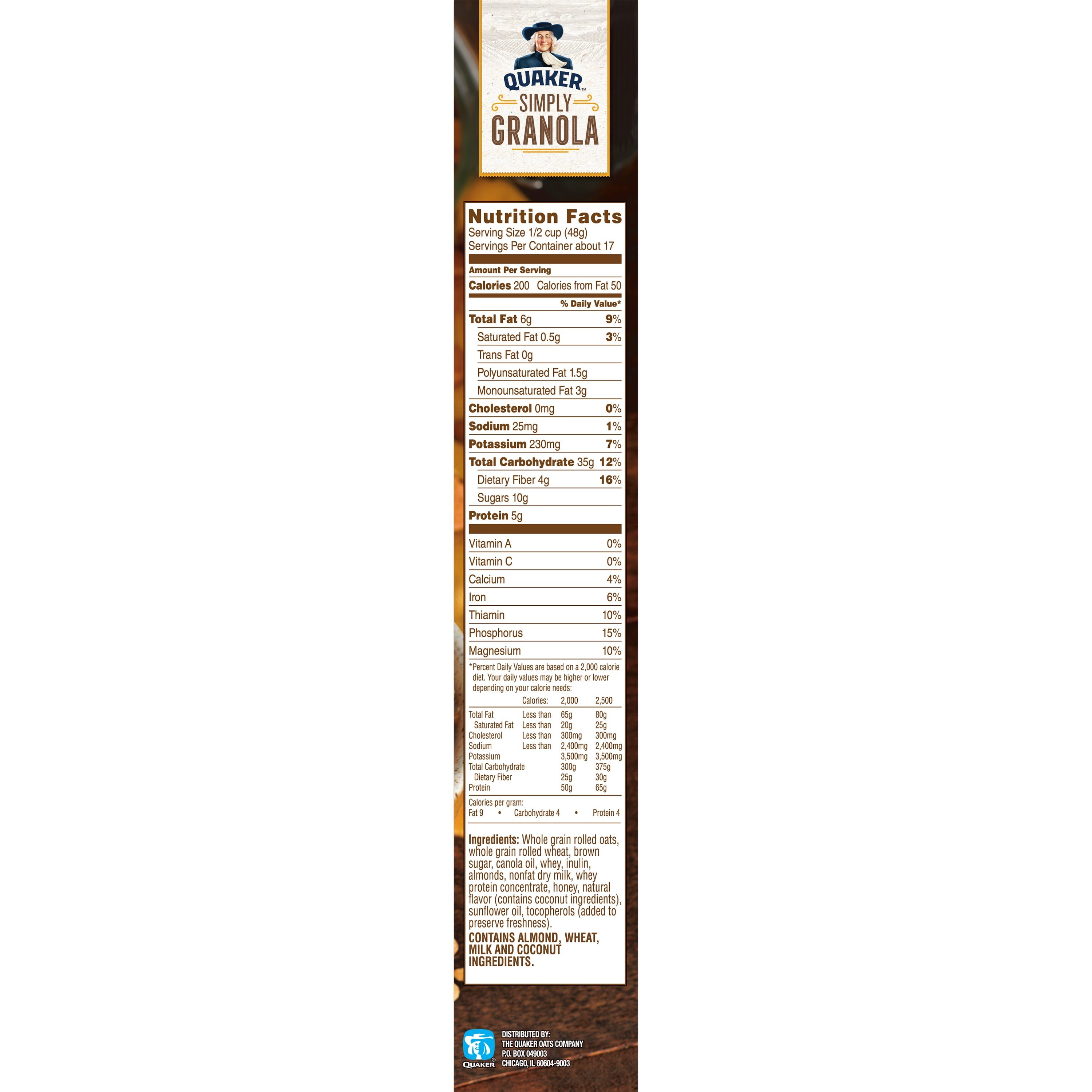 Quaker Natural Granola Cereal Nutrition Facts Besto Blog