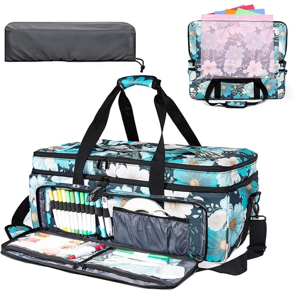 AMOIGEE Carrying Case for Cricut Maker 3, Maker 4, Explore Air 2, Explore 3, Explore 4, Double-Layer Carry Bag with Dust Cover, Storage Organizer for Cricut Accessories and Tools.