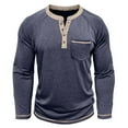 thumbnail image 4 of WTOBBY Men's Raglan Sleeve Henley Top with Button Lapel, Colored Cotton Fabric, and Four-Button Front for Base Layer Casual Wear Comfort Fit Long Sleeve Shirt ,Navy M, 4 of 6