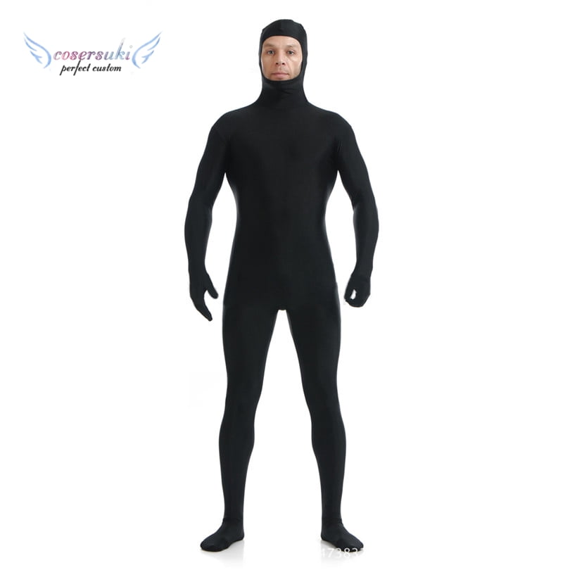 FASLOLSDP - Mens Cosplay Costume Zentai Bodystocking Open Face Full Body Ninja Costume Invisible Ninja Bodysuit Nylon Bodysuit Built in Stockings One Piece Jumpsuit Catsuit with