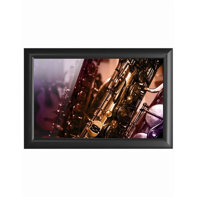 Cuadro Decorativo 47x34 cm Saxofon Papel Metálico Textura Brillante