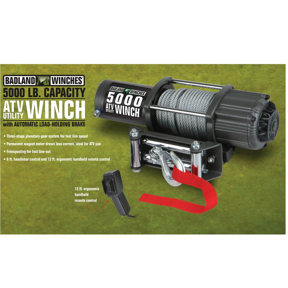 Badland Electric Winch 5000 Lb Atvutility Automatic Load Holding