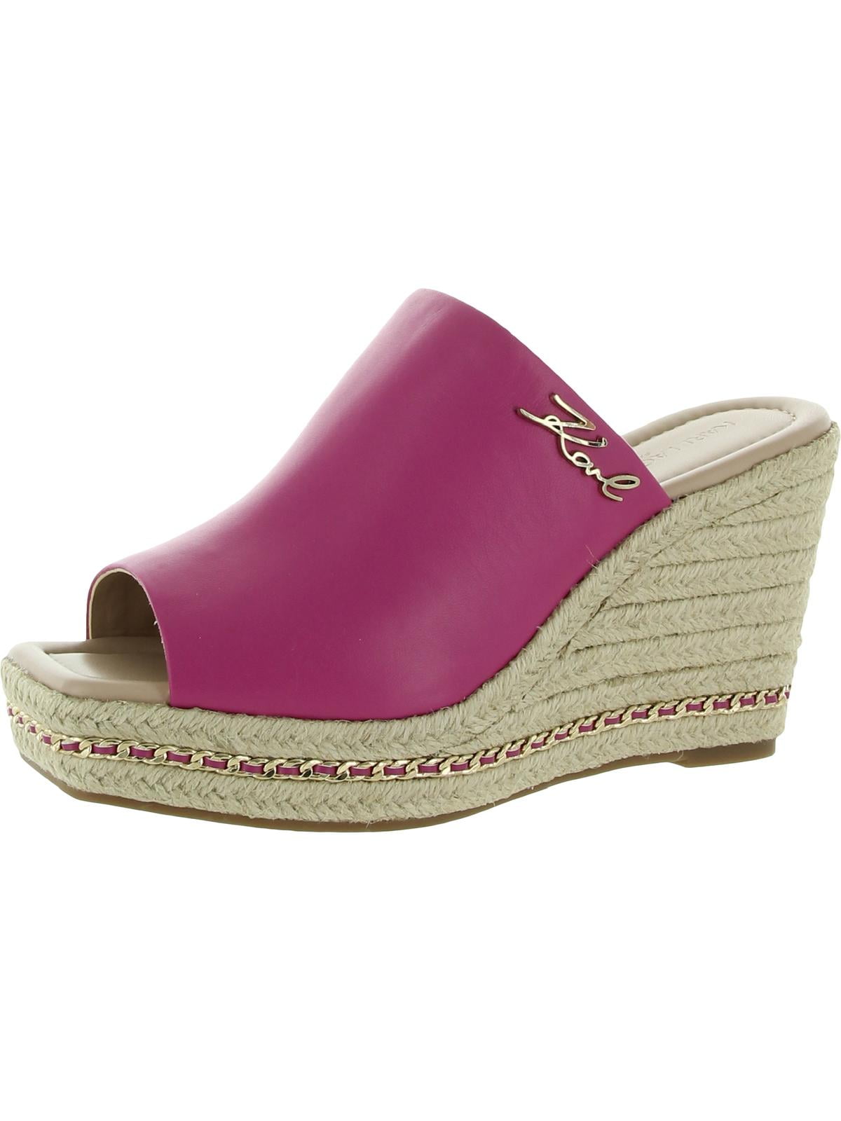 Karl Lagerfeld Paris Womens Corissa Leather Slides Wedge Sandals