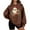 Coffee, variant on Oversized Sweatshirt for Women Christmas Santa Claus Plush Shirt Crew Neck Long Sleeve Pullover Loose Tops