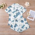 thumbnail image 2 of Likimi Toddler Kids Girls Pajamas Set Short Sleeve Cartoon Print Lapel Button Down Pjs Tops With Shorts Soft Homewear Set Size 3-4 Years, 2 of 4