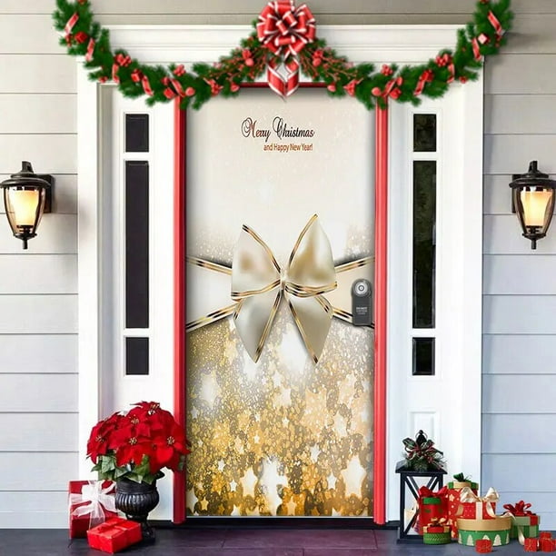 Pesadilla antes de Navidad, decoraciones al aire libre, cubierta de puerta de Navidad, tela colgante decorativa, cortina de ambiente para fiesta navideña
