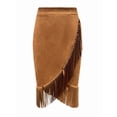 thumbnail image 2 of Skirt for Women High Waisted Fall Winter Tassel Short Mini Skirt Light Brown XXL, 2 of 7