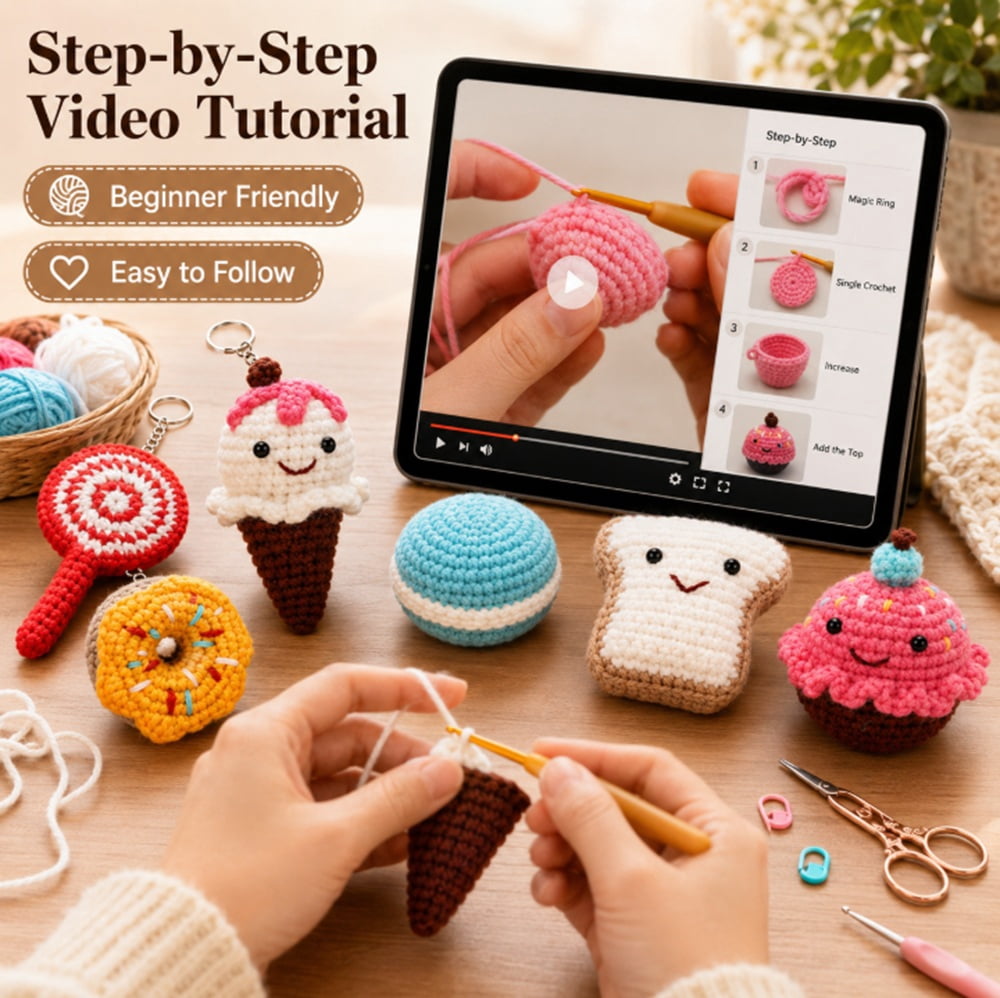 6 Pack Desert Crochet Kit for Beginners, Desert Amigurumi Starter Set with Step by Step Video Tutorials, TIKA