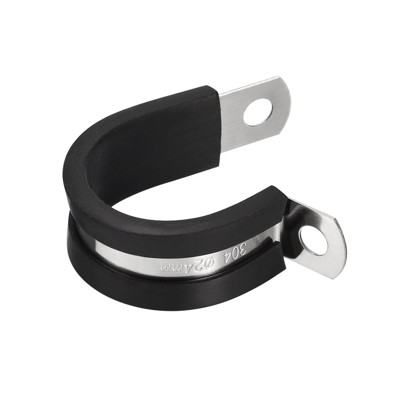 Uxcell 24Pack 1" Cable Clamp R Shape Stainless Steel Rubber Cushioned Pipe Strap