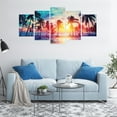 thumbnail image 4 of Landscape 5 Panels Acrylic Glass Wall Art, Palm Tree Silhouettes Tropical Beach Island Sunset Romance Colorful Coastal Sky, Accent for Living Room, Bedroom, Dorm, 60" x 30", Multicolor, by Ambesonne, 4 of 5