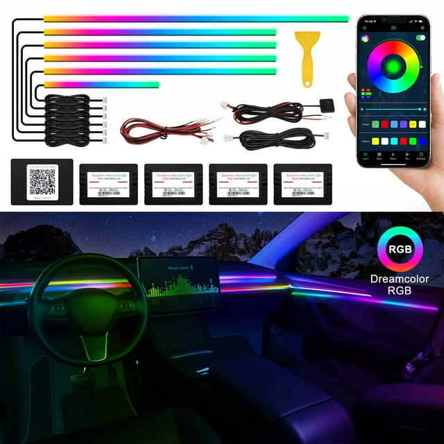 Tira de luces LED para auto MAODANER de 175" RGB Dreamcolor con app