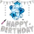 thumbnail image 1 of Set de globos Happy Birthday 29 de látex azul con bandera, 1 of 1