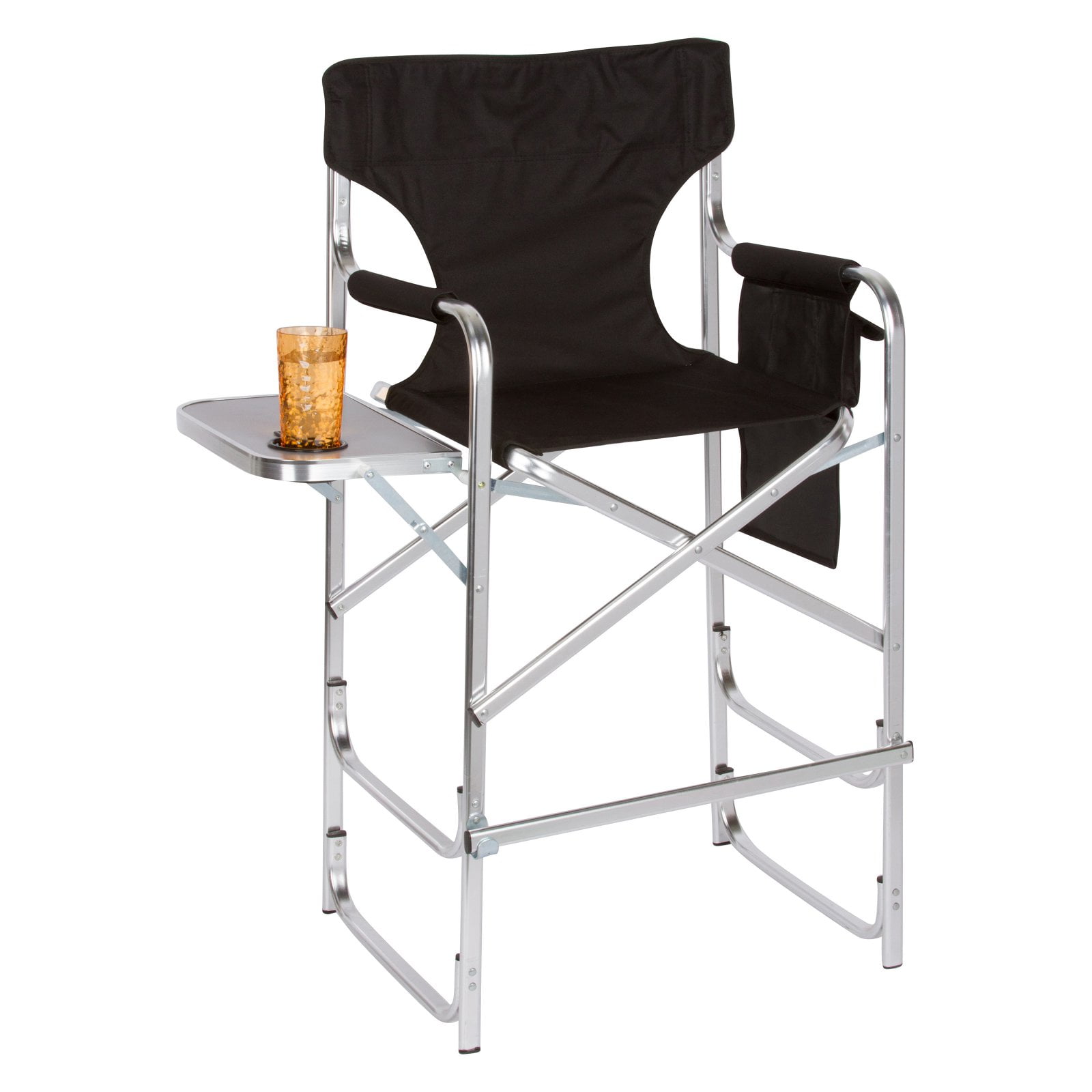 Aluminum Frame Tall Director S Chair With Side Table By Trademark Innovations Black