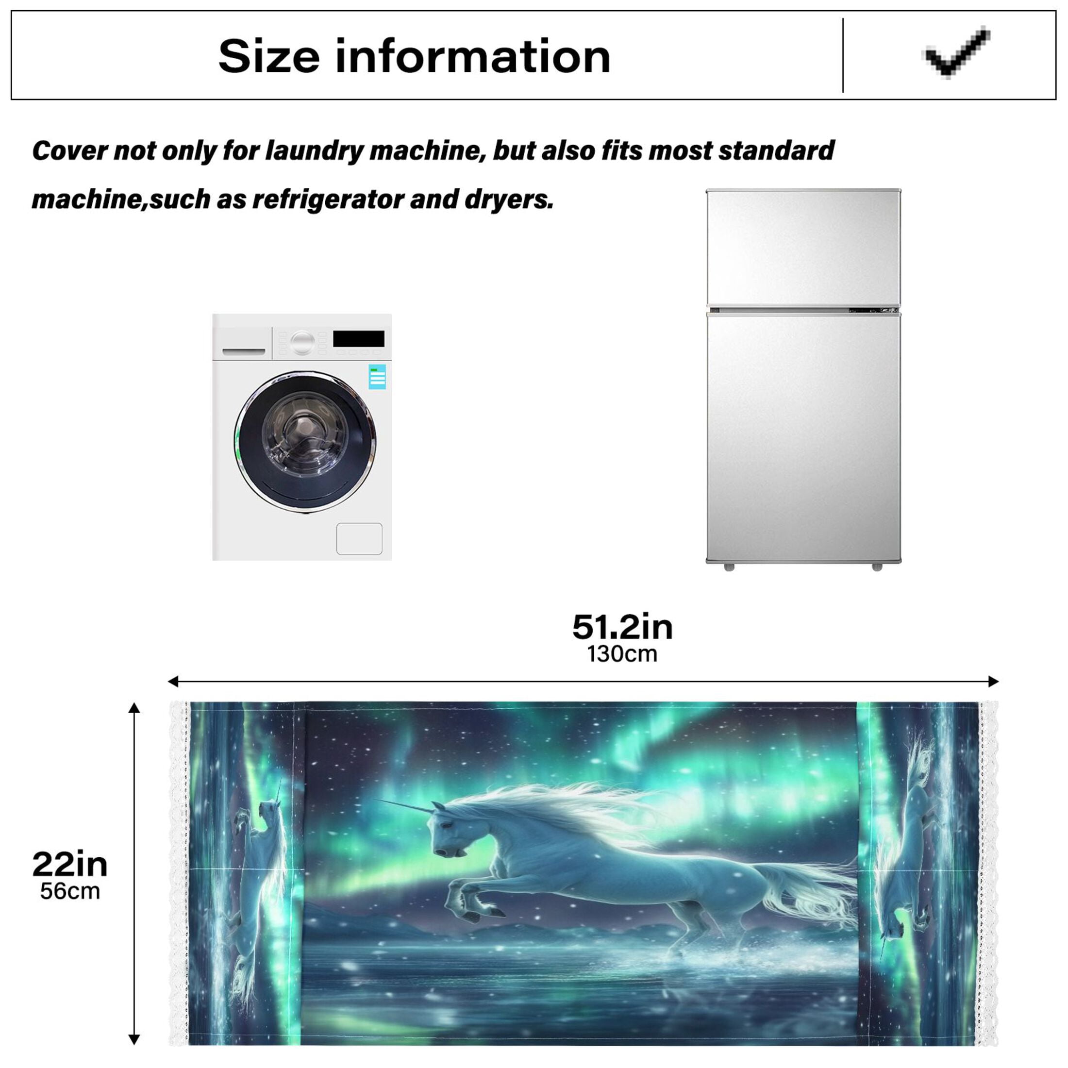 WOBOGO Aurora White Horse Pattern Washing Machine Cloth Dryer Refrigerator Top Cover Protective Non-Slip Mat For Kitchen Laundry