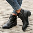 thumbnail image 3 of NECHOLOGY Botas Mujer Adulto Femenino Zapatos Botines mujer Botas con hebilla de cinturón de Metal de mezclilla Retro zapatos de mujer nueva manga de tacón de mujer (Black, 6.5), 3 of 7