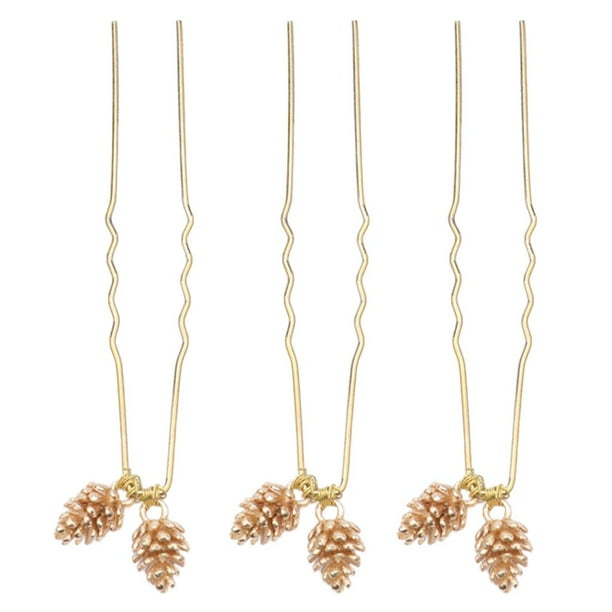 Horquillas en forma de U Colcomx 3 UNIDS para Decoración de cabello Cono de pino