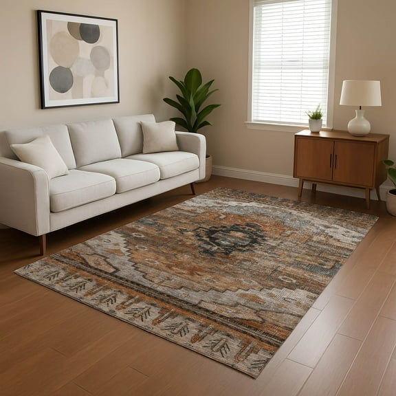 Addison Rugs Mayfield Premium Machine Washable Transitional Tribal Terracotta Rectangle Rug, 10' x 14'
