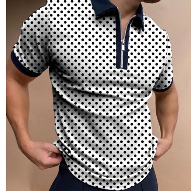 Plaid Polo camisa de los hombres Casual de talla grande manga corta Top foto Color S Eccomum PLS-11 Blanco L