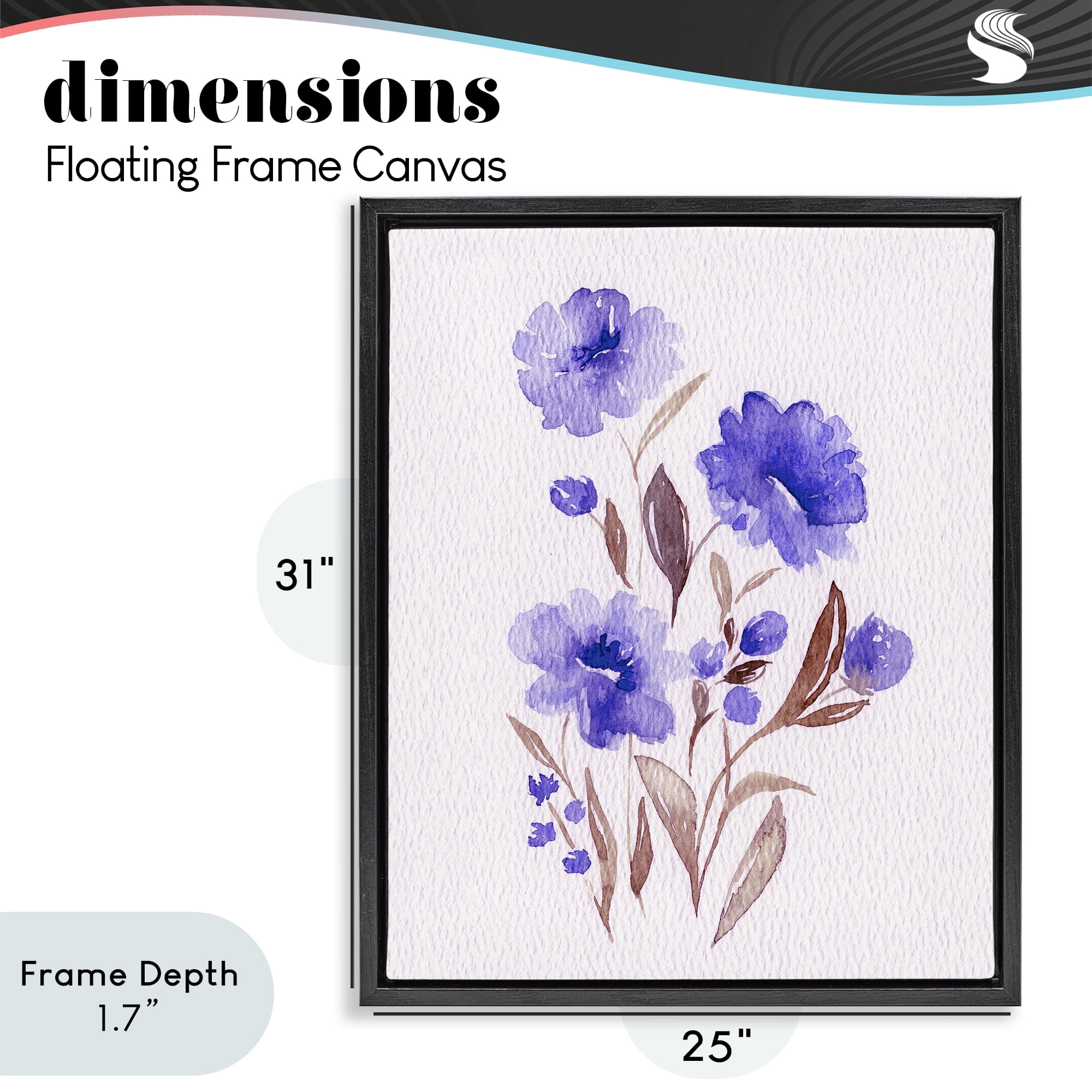 Stupell Industries Watercolor Purple Blossoms Black Framed Floater Canvas Wall Art, design by Leah Noel Art