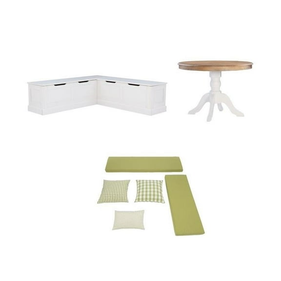 Home Square Set of a Kitchen Nook & Dining Table & 5 Piece Cushion/Pillow