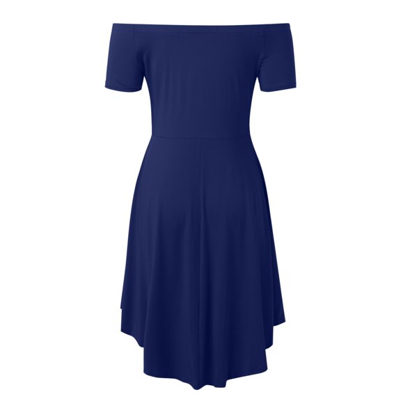 Plus Size Off The Shoulder Dress For Women Short Sleeve High Low Hem Skater Party Gown