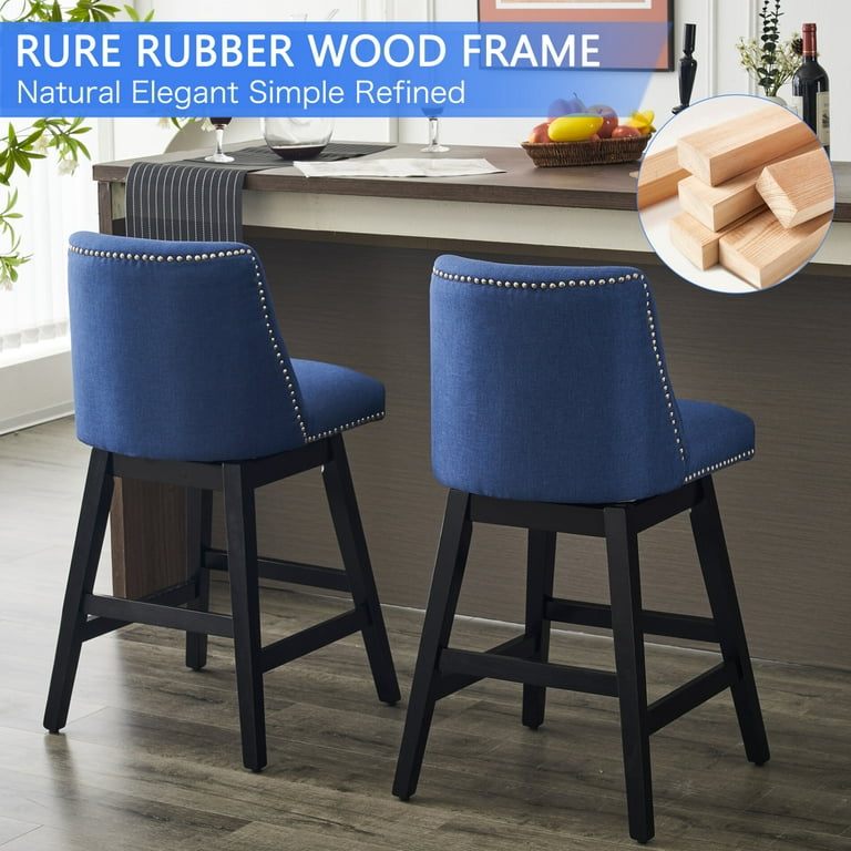 Navy Blue Cloth Swivel Bar Stools Swivel Bar Stools Set Of