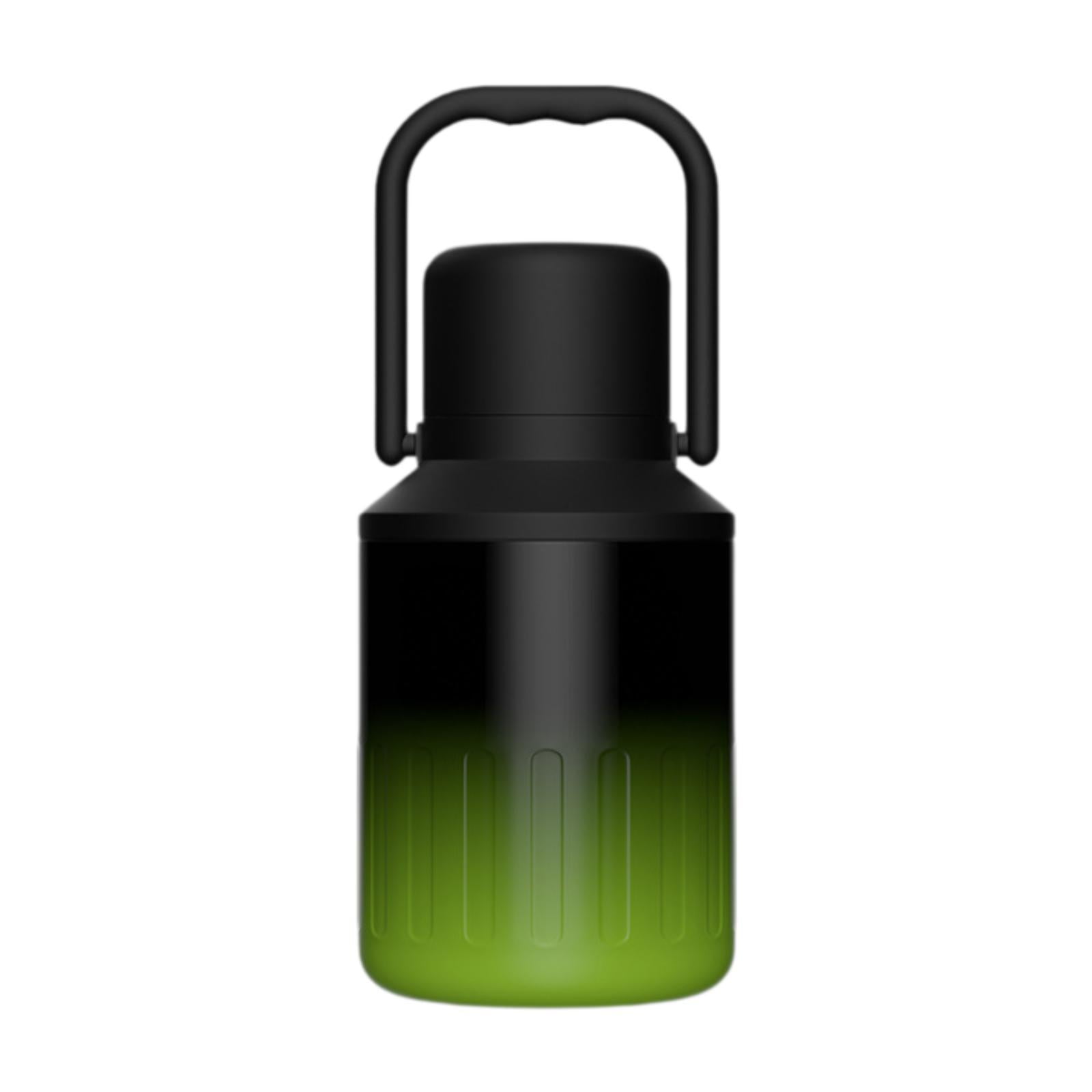 koolsoo Insulated Water Bottle Portable Gift with Handle for Outdoor Fishing Cycling Black Green