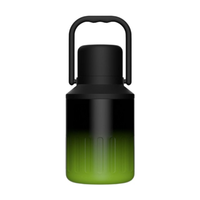Botella de agua aislada, botella de bebida reutilizable, 1000 ml, tetera de regalo con asa para Negro Verde
