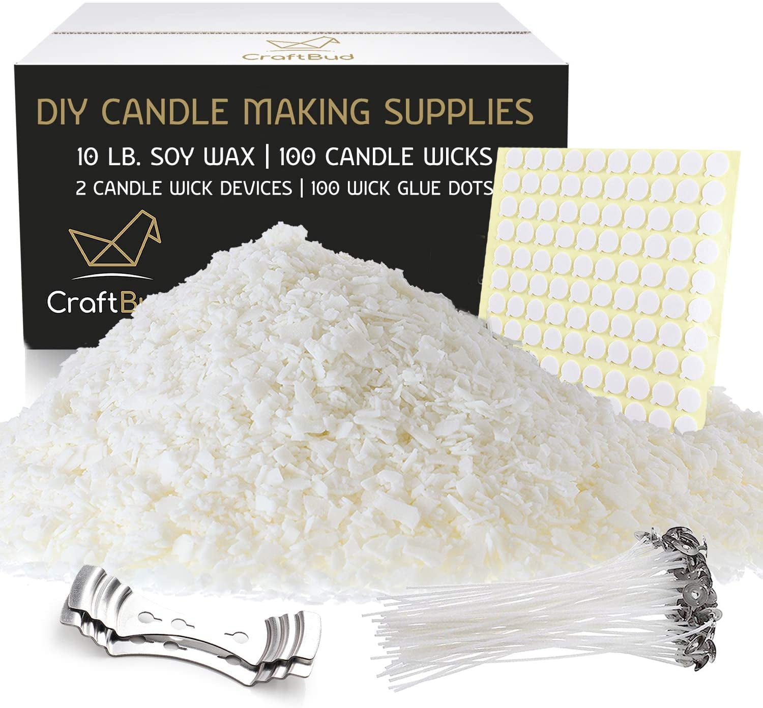 5 Lbs Soy Candle Wax Flakes Hearth /& Harbor Natural Soy Wax and DIY Candle Making Supplies and 2 Metal Centering Device 24 Candle Wax Dye Blocks 100 Cotton Wicks