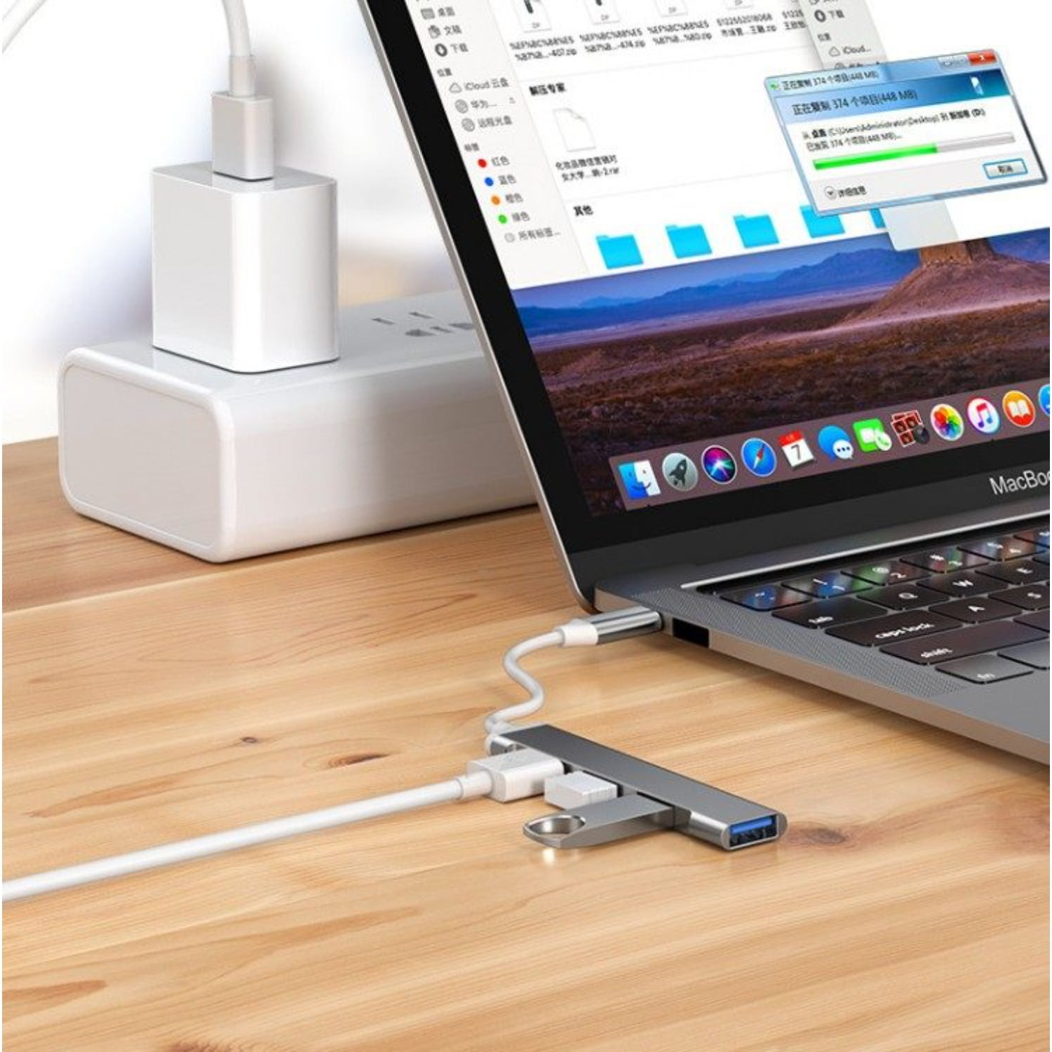 4-in-1 USB C Hub Adapter for MacBook, Type-C To USB Converter Compatible with MacBook Air/Pro