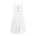 thumbnail image 4 of Teen Girls Dresses Cute Sleeveless Button-Front Tiered Dress for Girls Lightweight Summer Casual Sundress with Pockets ,Sie:100, 4 of 5