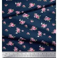 thumbnail image 3 of Soimoi Rayon Fabric Leaves & Pink Rose Floral Print Sewing Fabric Yard 42 Inch Wide, 3 of 3
