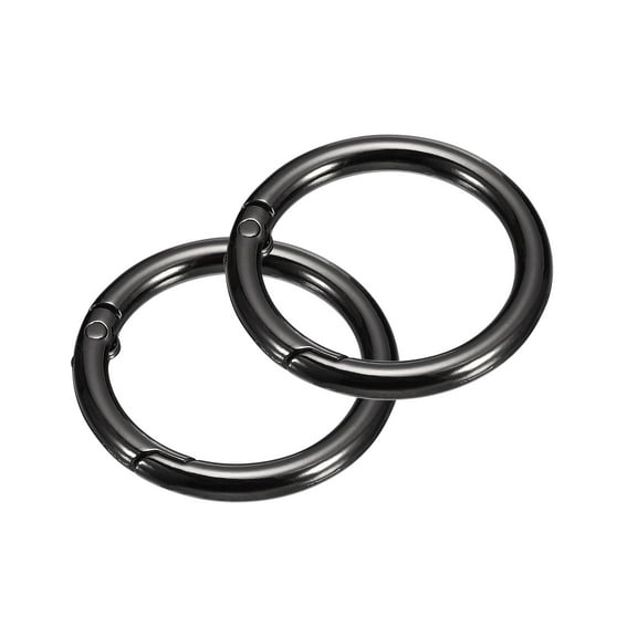 Uxcell Round Spring O Rings, 2Pcs 1.5 Inch OD Trigger Buckle Snap Clips for Bags, Purses, Keyrings, Black