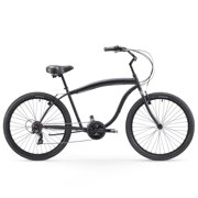 sixthreezero In The Barrel Men's 21-Speed Cruiser Bike, 26" Wheels and 17" Frame, Matte Black