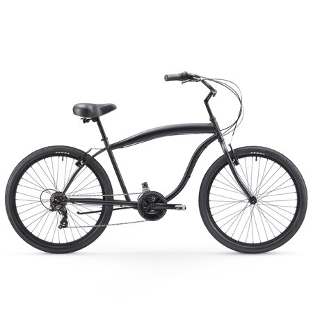 sixthreezero In The Barrel Men's 21-Speed Cruiser Bike, 26" Wheels and 17" Frame, Matte Black
