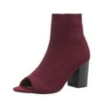 thumbnail image 6 of SACFOF Peep Toe Booties for Women Knit Pointed Toe Chunky Block Heels Breathable Sandals Summer Casual Slip On Dress Sock Booties US5-11, 6 of 6