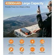 JIUMESS 42800mAh Solar Power Bank 15W Fast Charging with Cables, Solar Charger Compatible for iPhone/Android Phone