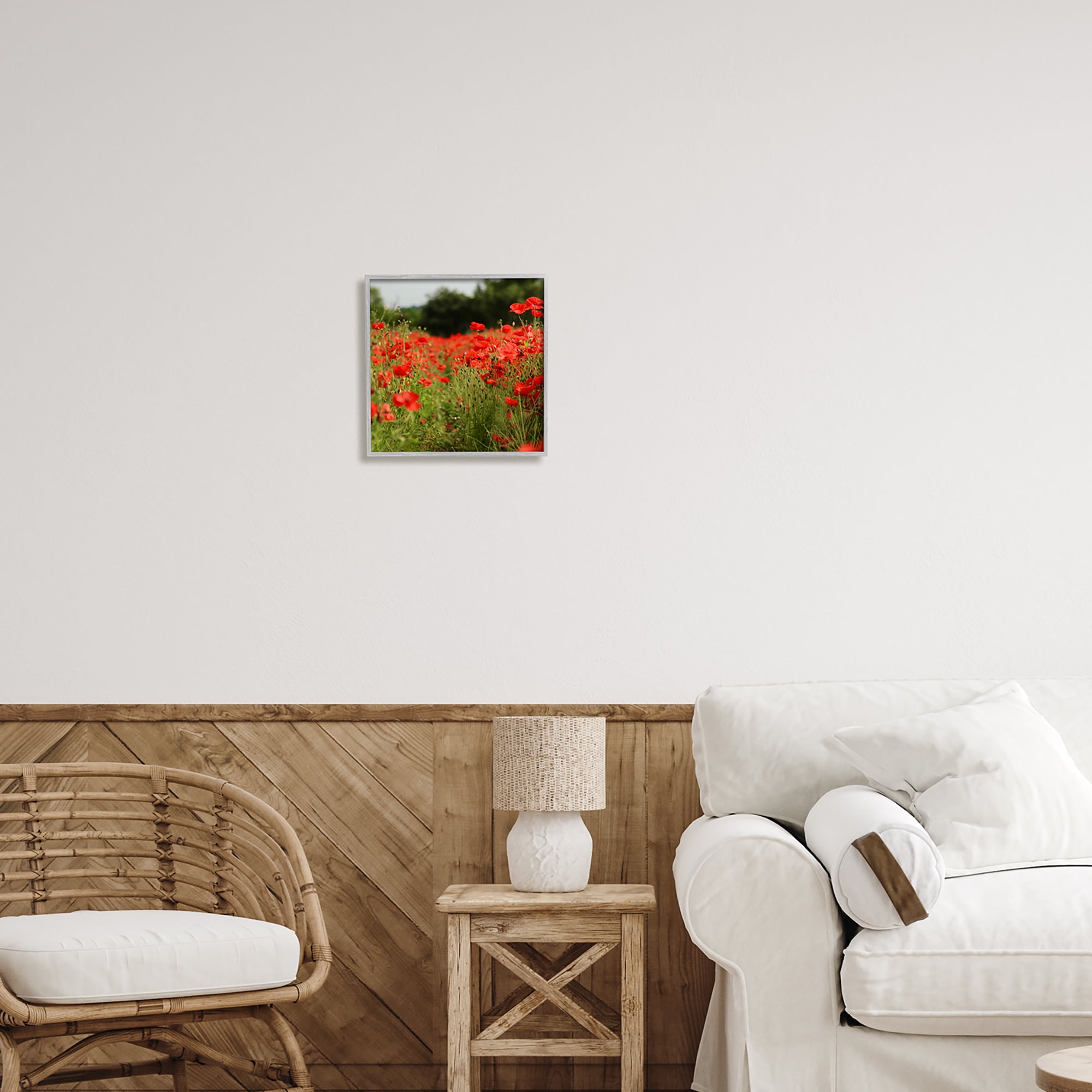Stupell Industries Brilliant Red Poppy Meadow Scenic Flower Blooms Photograph Gray Framed Art Print Wall Art, Design by Dan Meneely