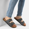 thumbnail image 3 of Pennysue Women's Cork Footbed Slide Sandals Black Glitter Adjustable Buckle Slipper Shoes with Arch Support 9M, 3 of 7
