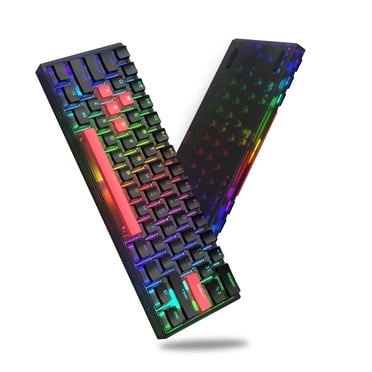 A.JAZZ AK992 Gasket Hotswap Mechanical Keyboard&Cloud Wrist Rest&Coiled USB C Cable,RGB,4000mAh 2.4Ghz/BT5.0/USB-C,99 Key Gaming Keyboard with Volume Button,PBT Keycap(Brown Switch