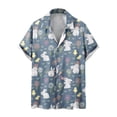 thumbnail image 2 of Camisa de Pascua feliz 2024 para hombre, divertida camiseta hawaiana con estampado de conejo, blusa de talla grande con solapa y botones de manga corta, 2 of 5