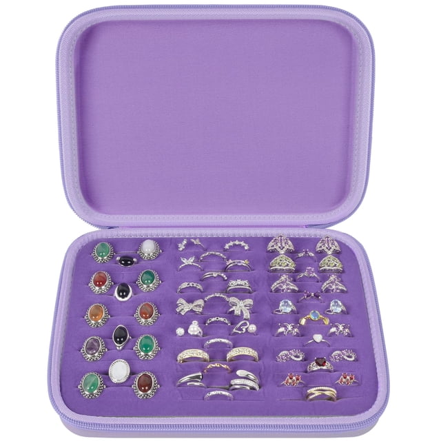 Organizador de Anillos para Joyería GWCASE Caja Morada con 42 Compartimentos