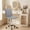 Light Gray, variant on Chenshuoo Armless Vanity Office Chair with Wheels, Small Cute Makeup Desk Chair Ribbed Leather Swivel Computer Task Chair (Light Gray)